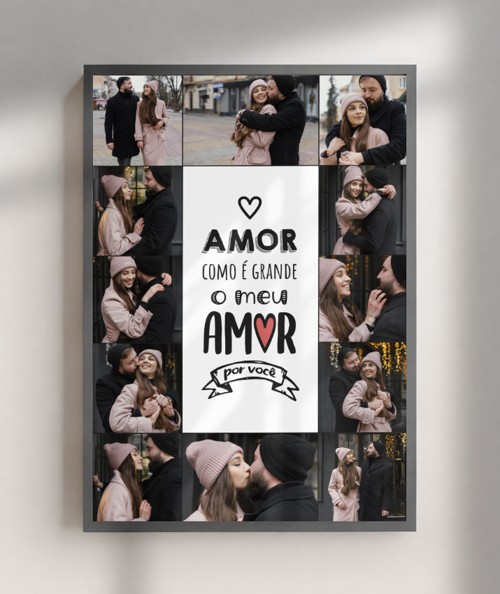 Quadro Personalizado Casal — Amor Como é Grande 12 Fotos