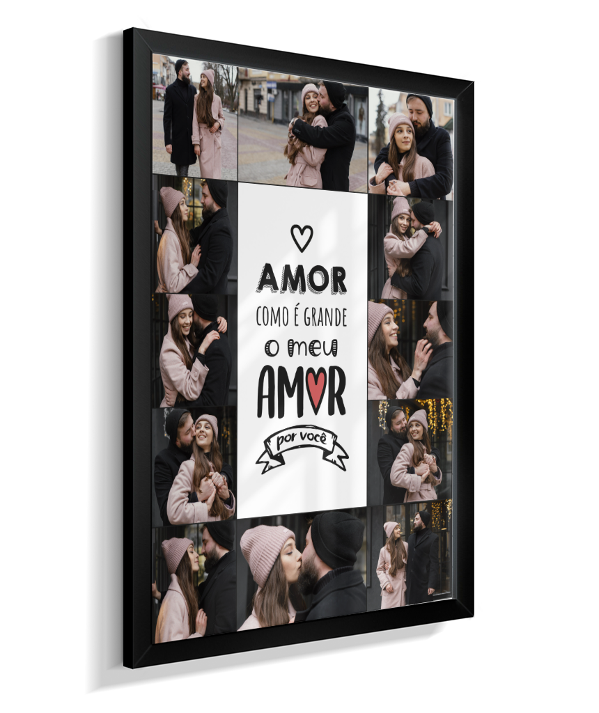 Quadro Personalizado Casal — Amor Como é Grande 12 Fotos