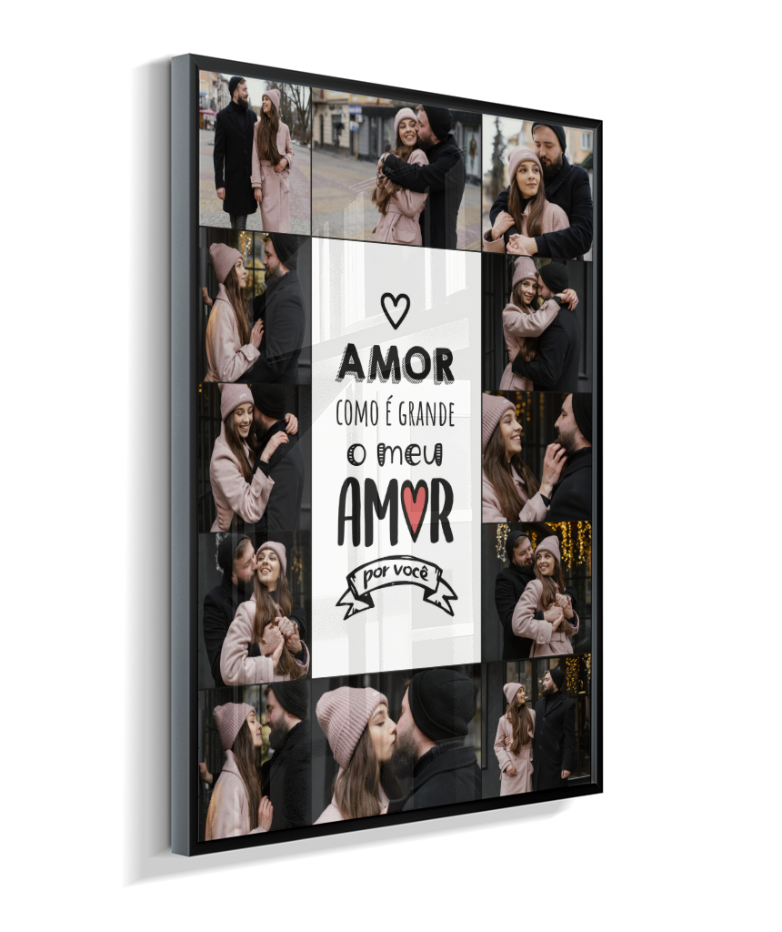 Quadro Personalizado Casal — Amor Como é Grande 12 Fotos