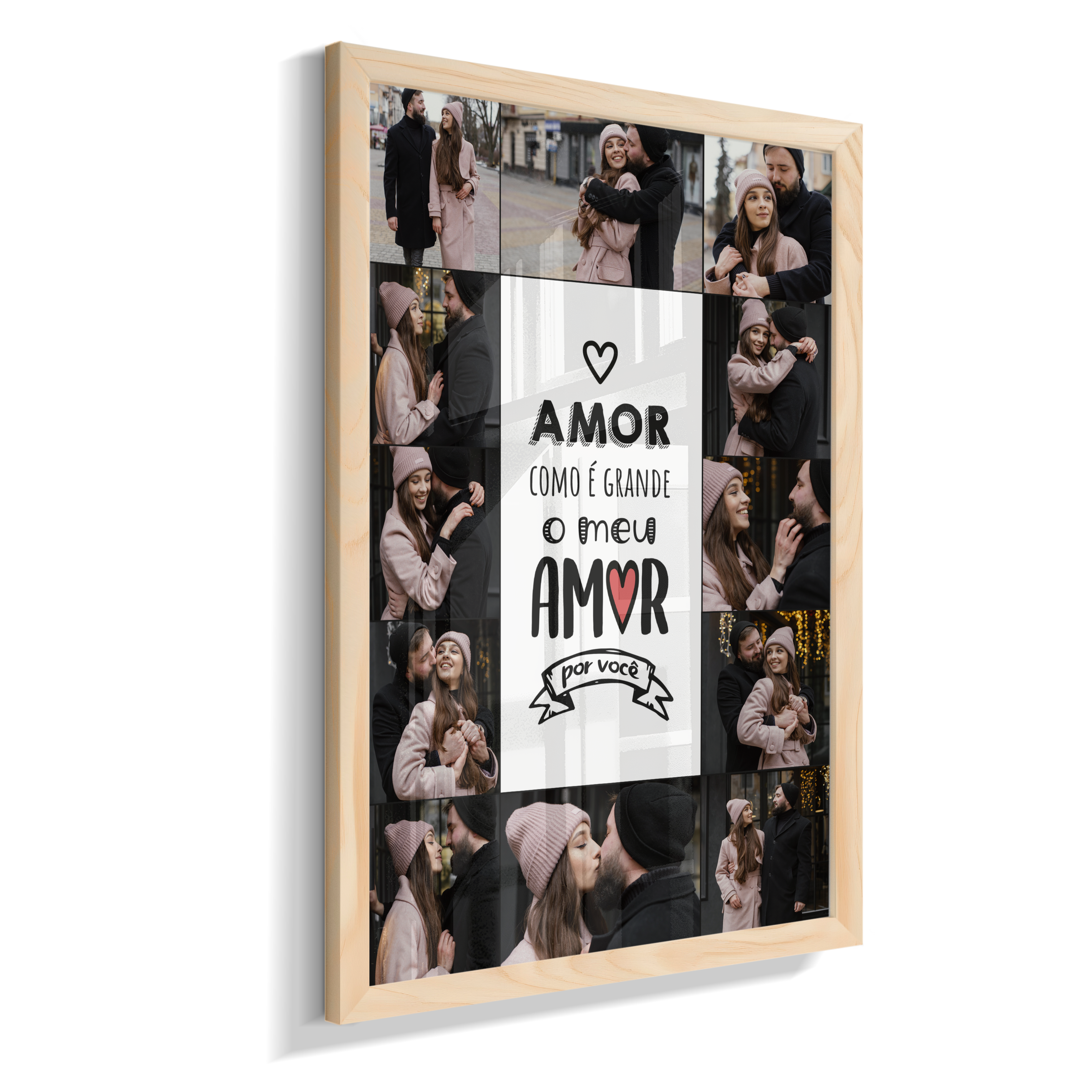Quadro Personalizado Casal — Amor Como é Grande 12 Fotos