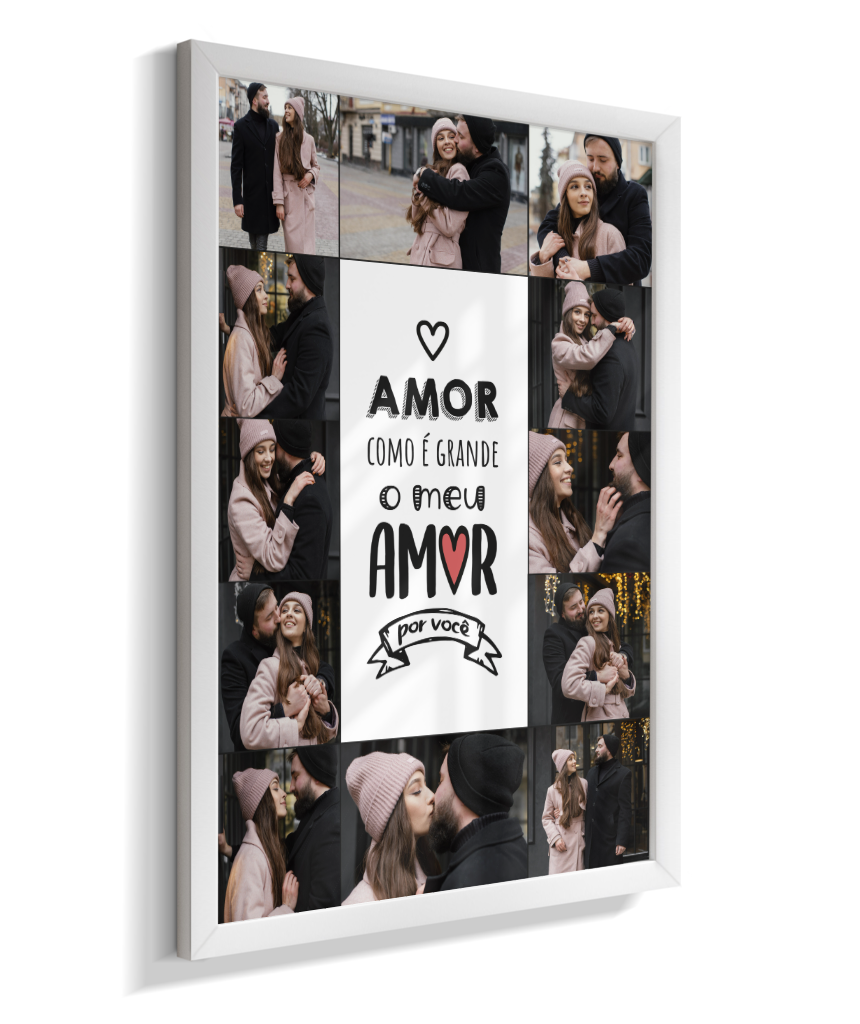 Quadro Personalizado Casal — Amor Como é Grande 12 Fotos
