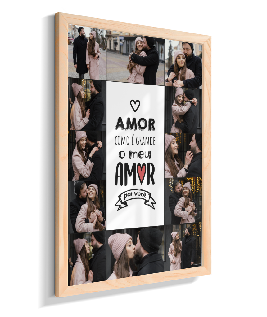 Quadro Personalizado Casal — Amor Como é Grande 12 Fotos