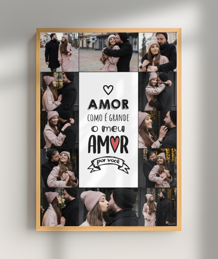 Quadro Personalizado Casal — Amor Como é Grande 12 Fotos