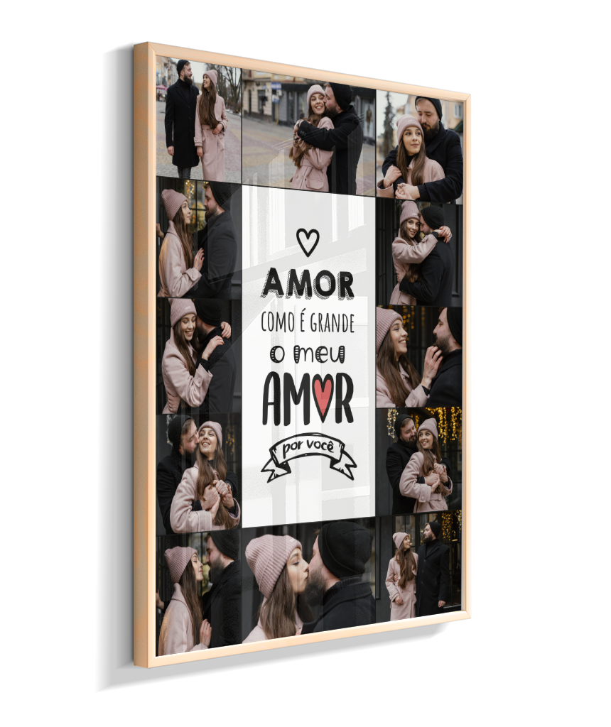 Quadro Personalizado Casal — Amor Como é Grande 12 Fotos