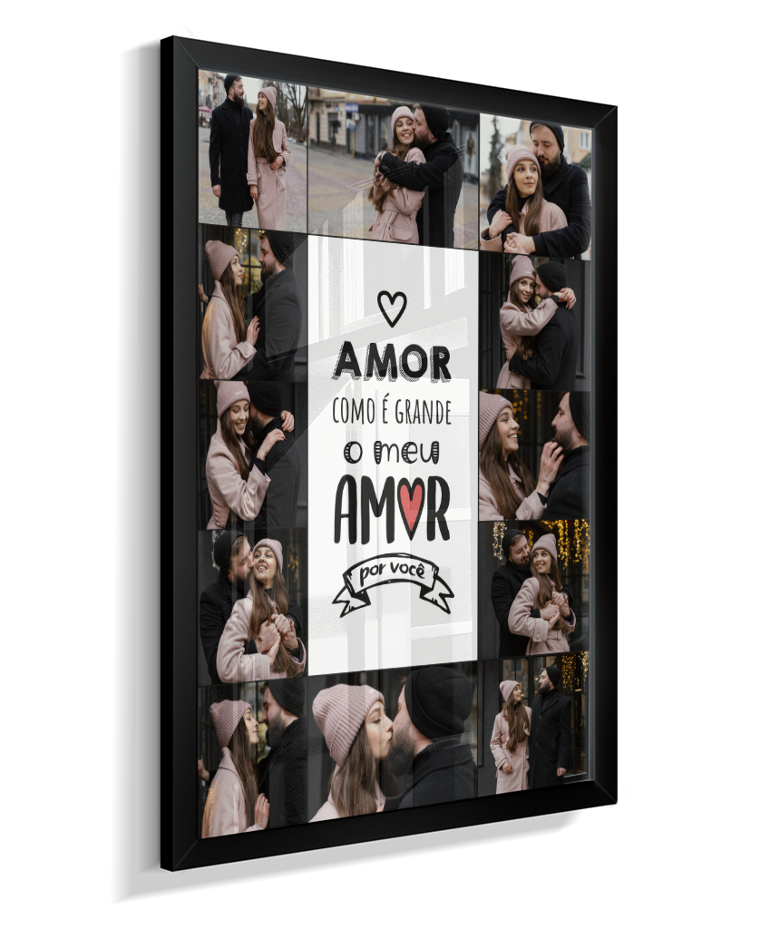 Quadro Personalizado Casal — Amor Como é Grande 12 Fotos