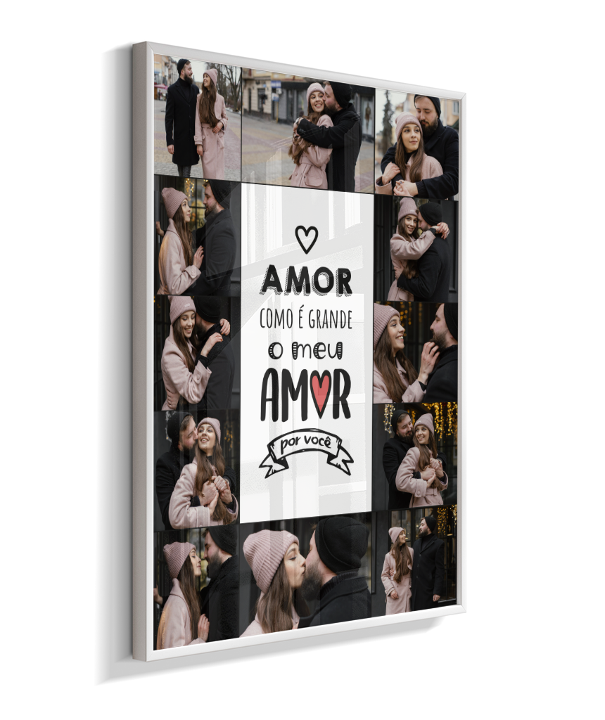 Quadro Personalizado Casal — Amor Como é Grande 12 Fotos