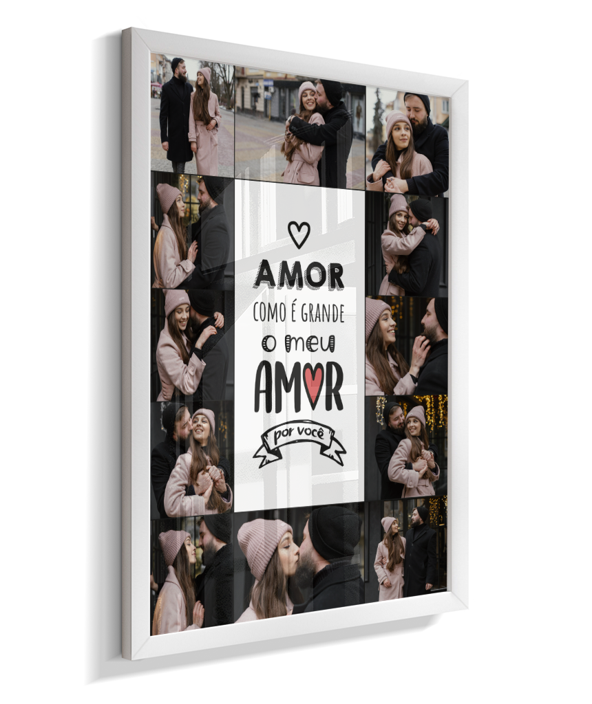 Quadro Personalizado Casal — Amor Como é Grande 12 Fotos