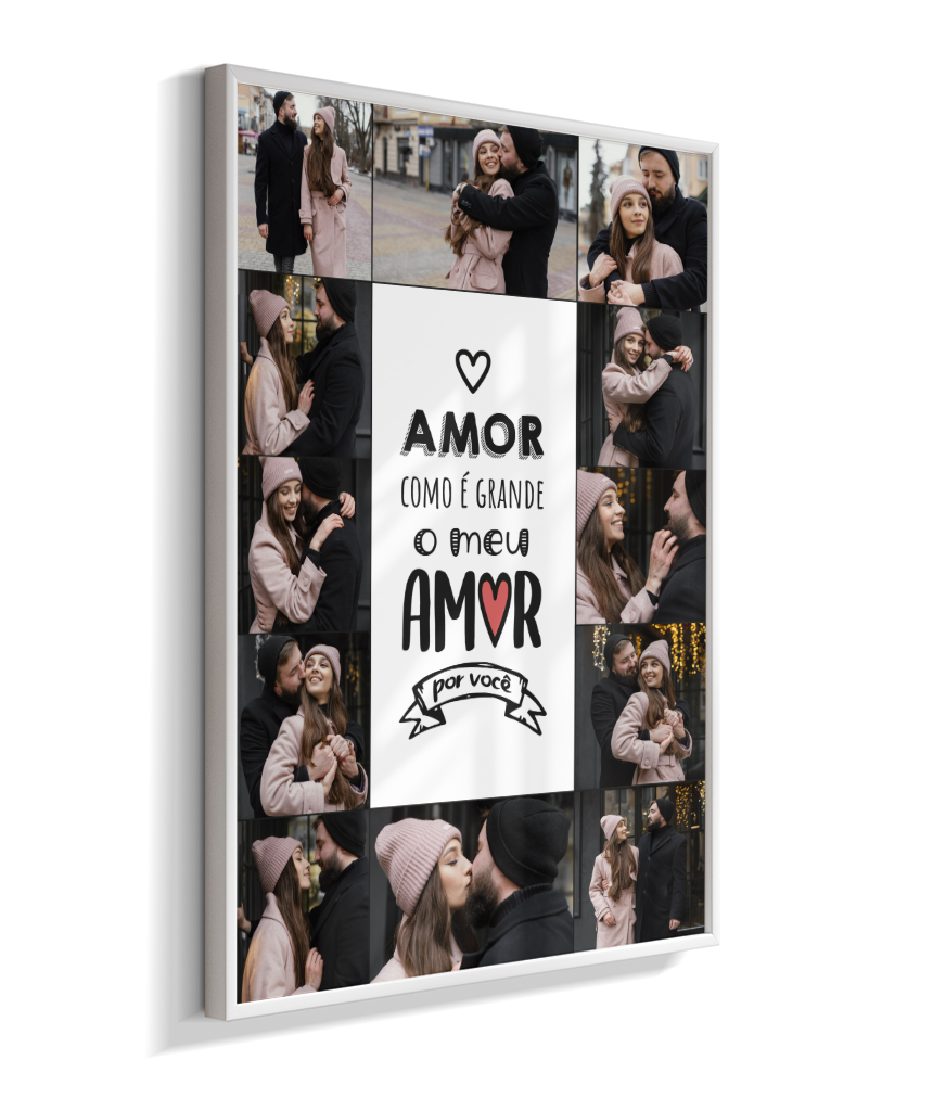 Quadro Personalizado Casal — Amor Como é Grande 12 Fotos