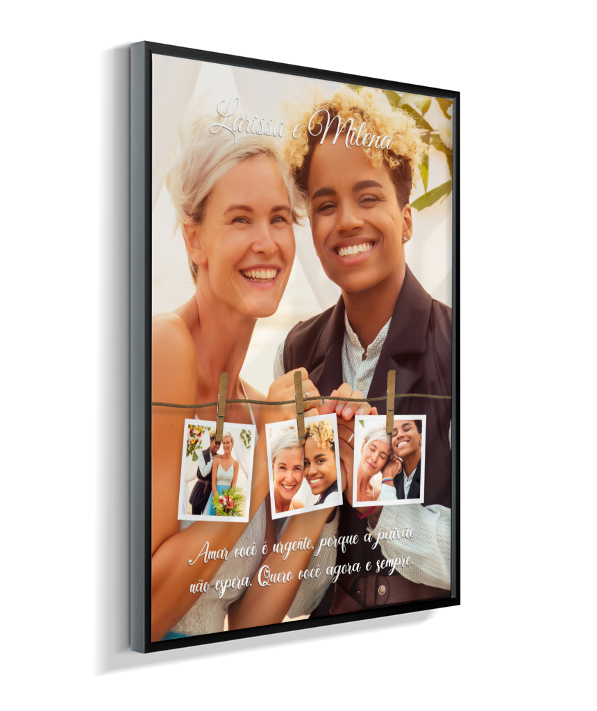 Quadro Personalizado Casal — Quero Você Agora e Sempre 4 Fotos