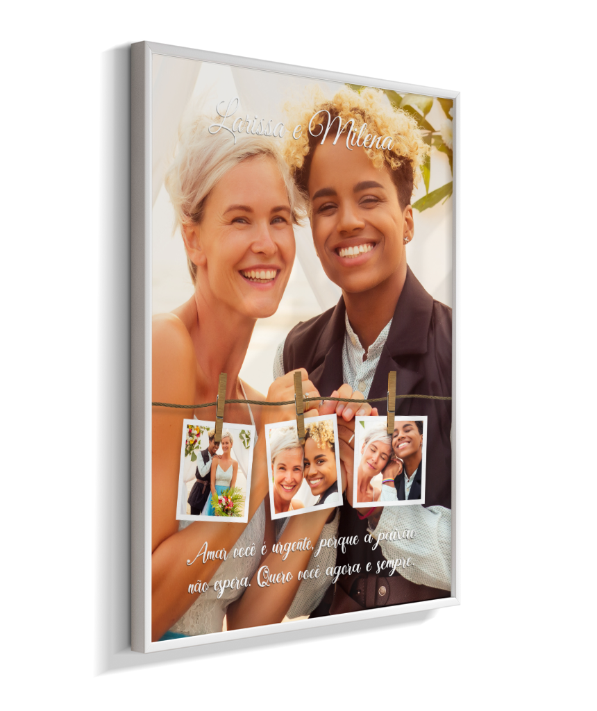Quadro Personalizado Casal — Quero Você Agora e Sempre 4 Fotos