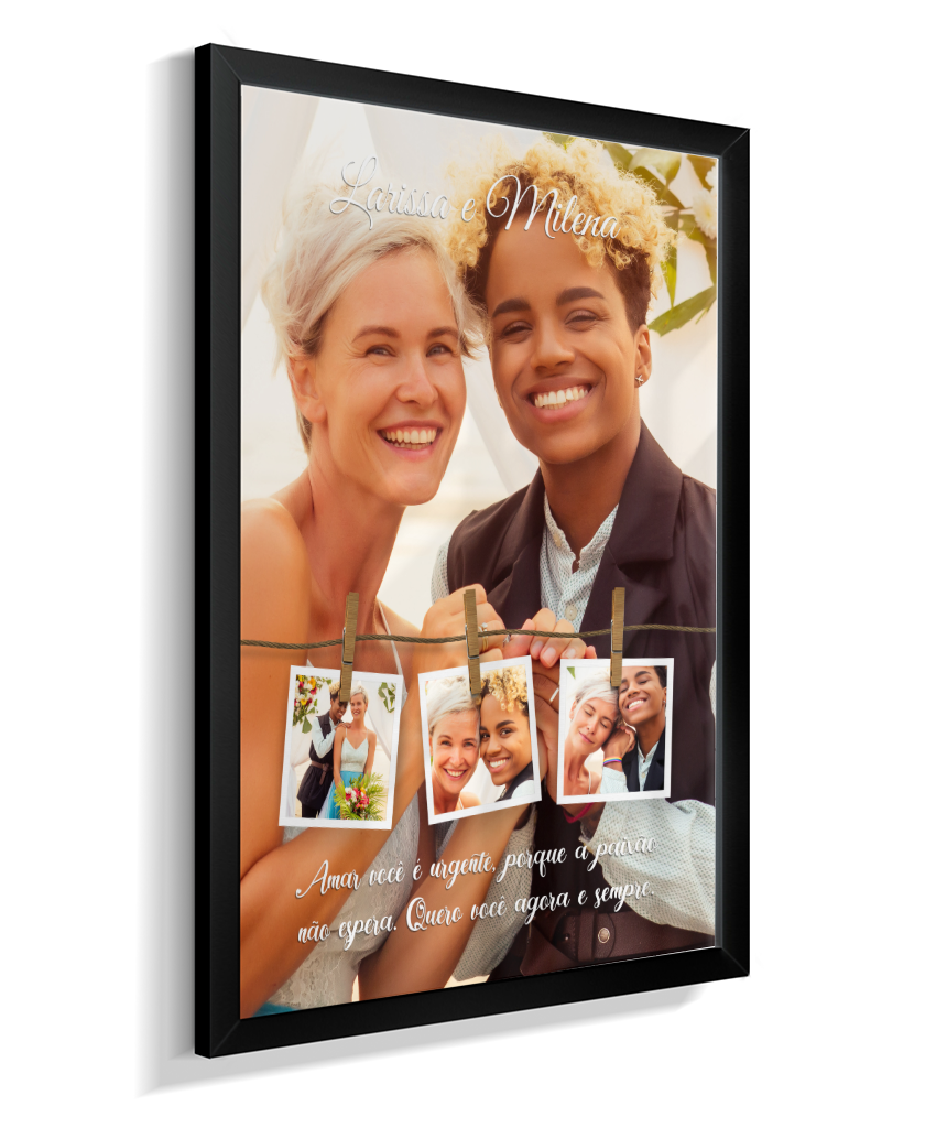Quadro Personalizado Casal — Quero Você Agora e Sempre 4 Fotos