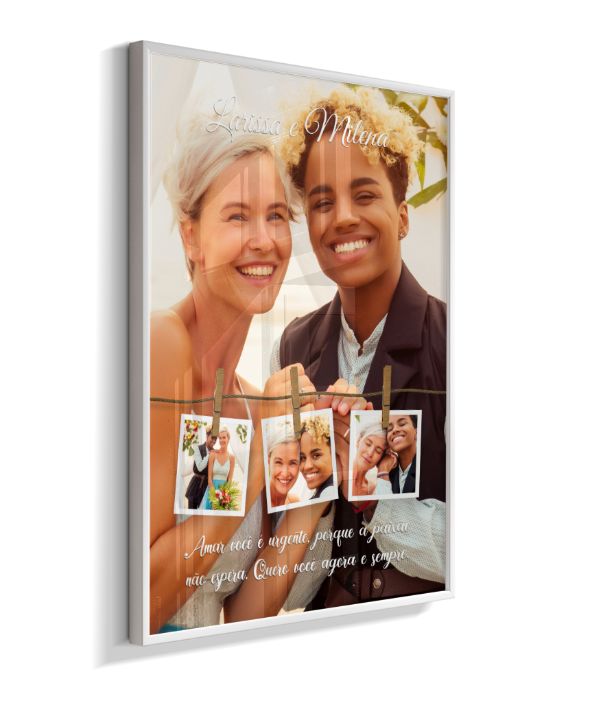 Quadro Personalizado Casal — Quero Você Agora e Sempre 4 Fotos