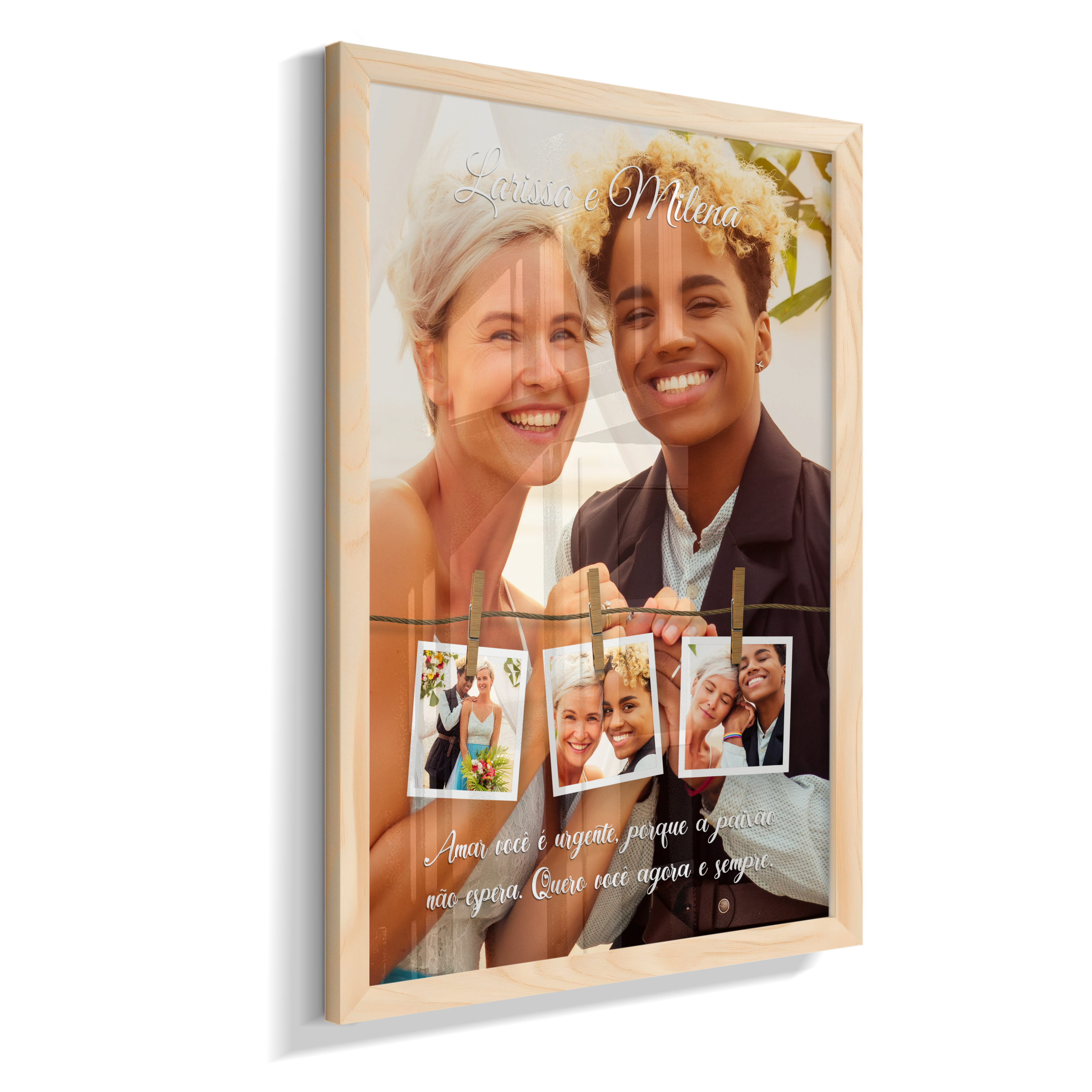 Quadro Personalizado Casal — Quero Você Agora e Sempre 4 Fotos