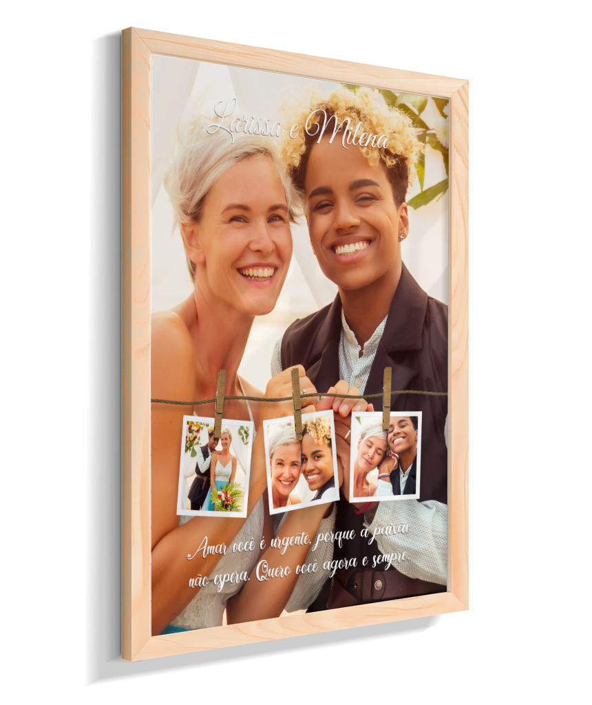 Quadro Personalizado Casal — Quero Você Agora e Sempre 4 Fotos