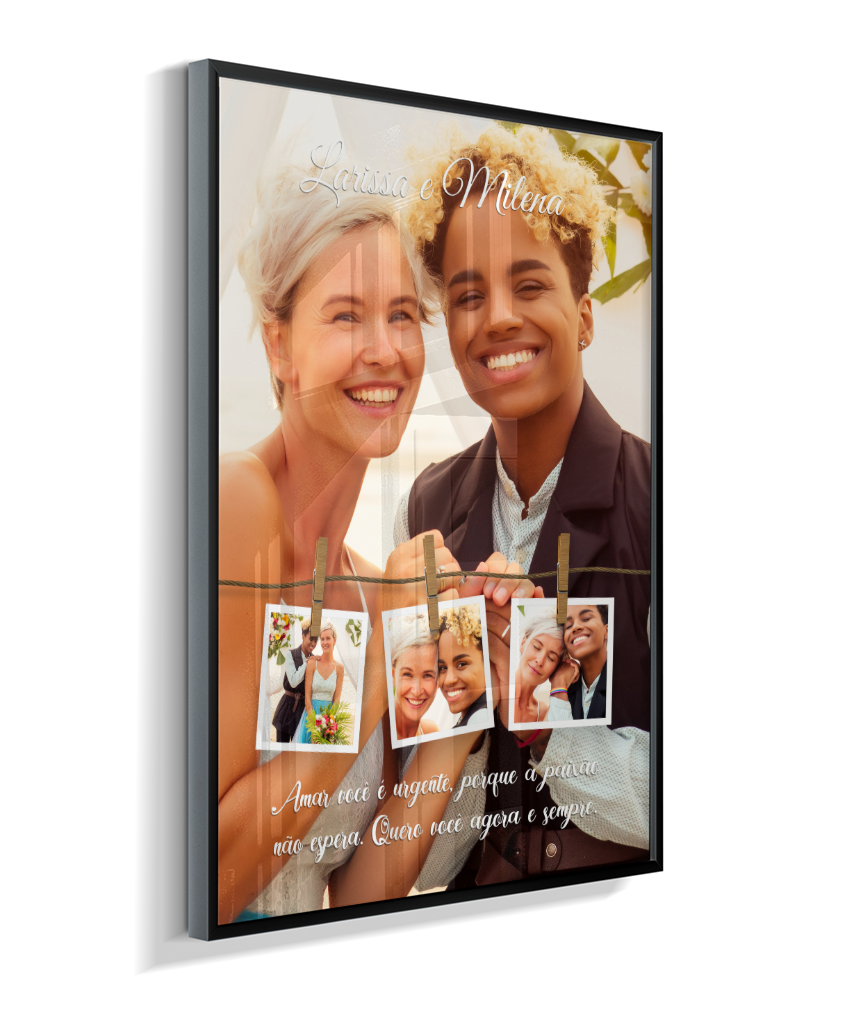 Quadro Personalizado Casal — Quero Você Agora e Sempre 4 Fotos