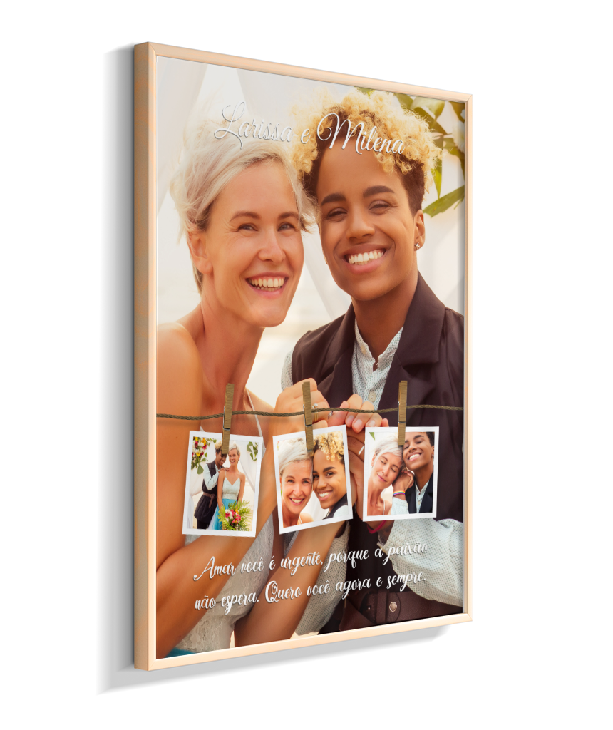 Quadro Personalizado Casal — Quero Você Agora e Sempre 4 Fotos