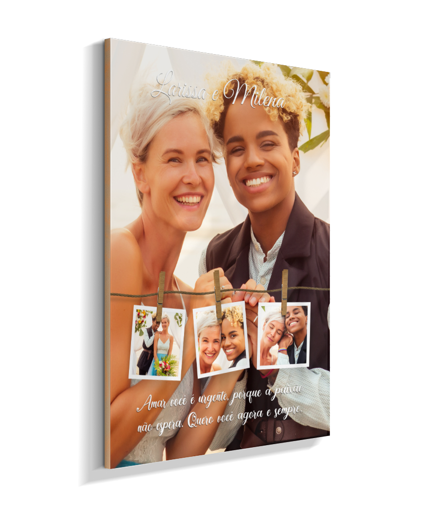 Quadro Personalizado Casal — Quero Você Agora e Sempre 4 Fotos
