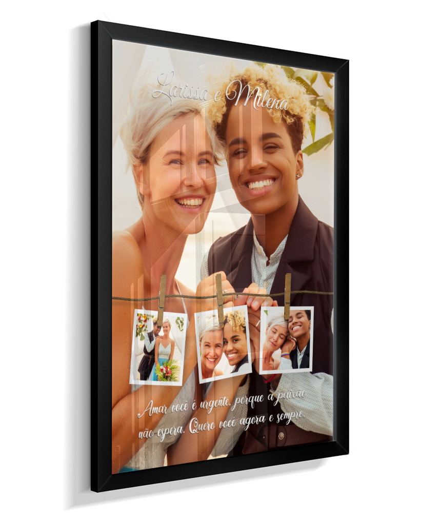 Quadro Personalizado Casal — Quero Você Agora e Sempre 4 Fotos