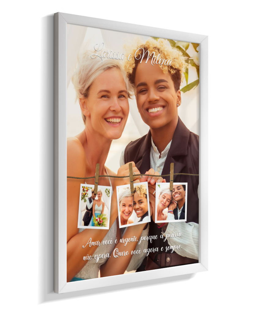 Quadro Personalizado Casal — Quero Você Agora e Sempre 4 Fotos