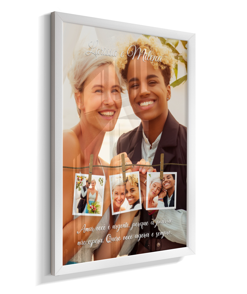 Quadro Personalizado Casal — Quero Você Agora e Sempre 4 Fotos