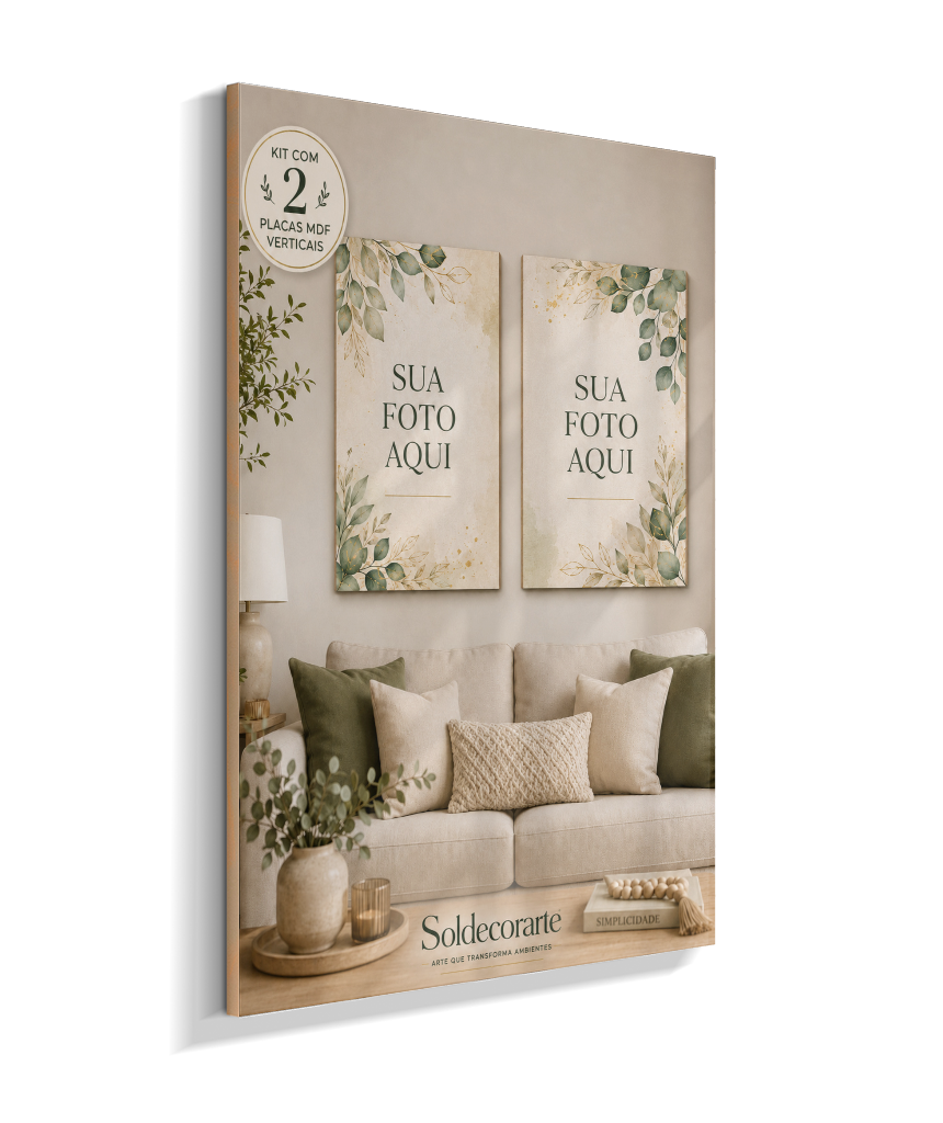 Kit com 2 Placas Decorativas Personalizadas com Foto – Vertical