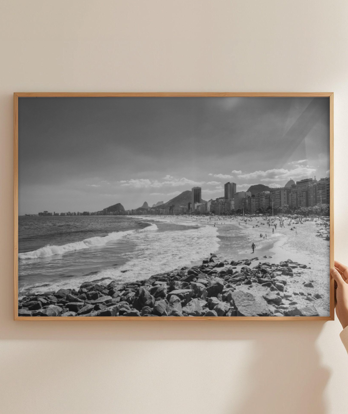 Copacabana - Vista à partir do Leme. - Rio de Janeiro - Preto e Branco