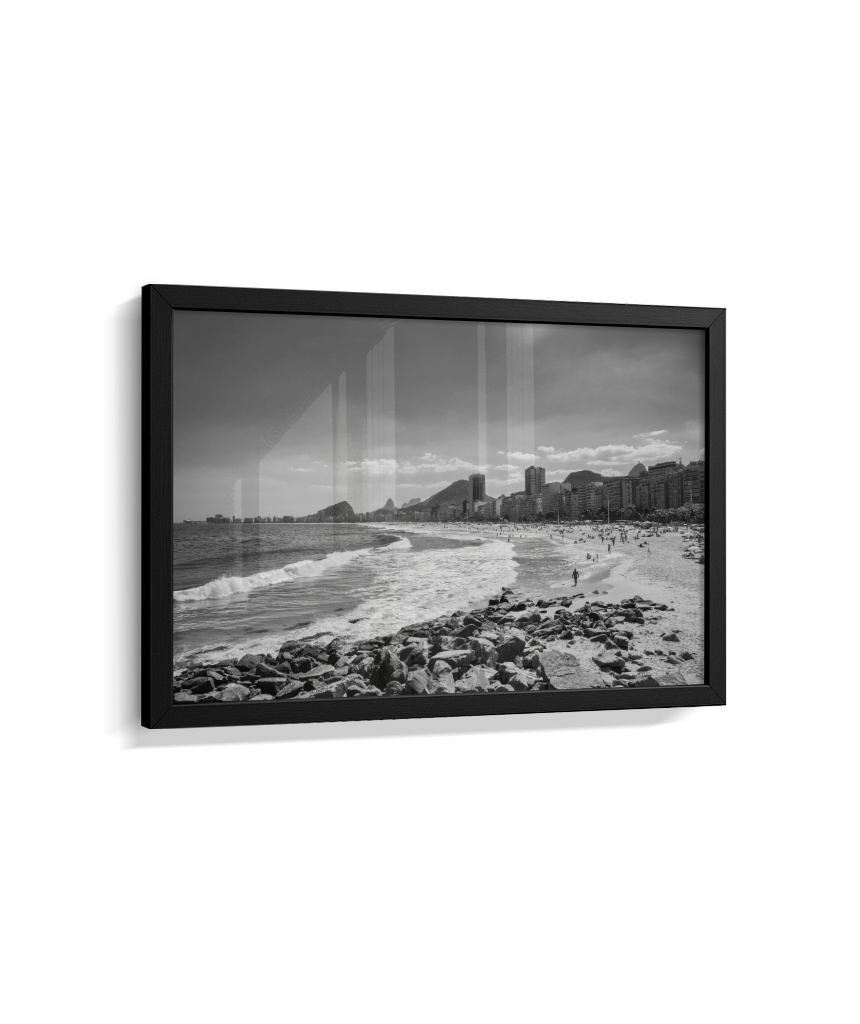 Copacabana - Vista à partir do Leme. - Rio de Janeiro - Preto e Branco